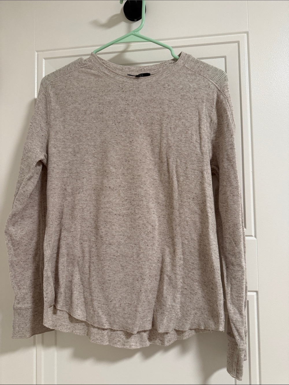Vince Light Beige Waffle Knit Long-Sleeve Top
